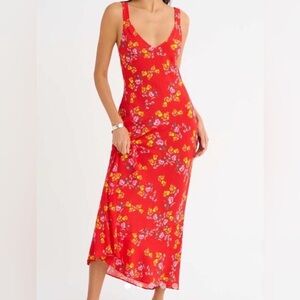 Rumored Red Floral Midi Slip Dress
